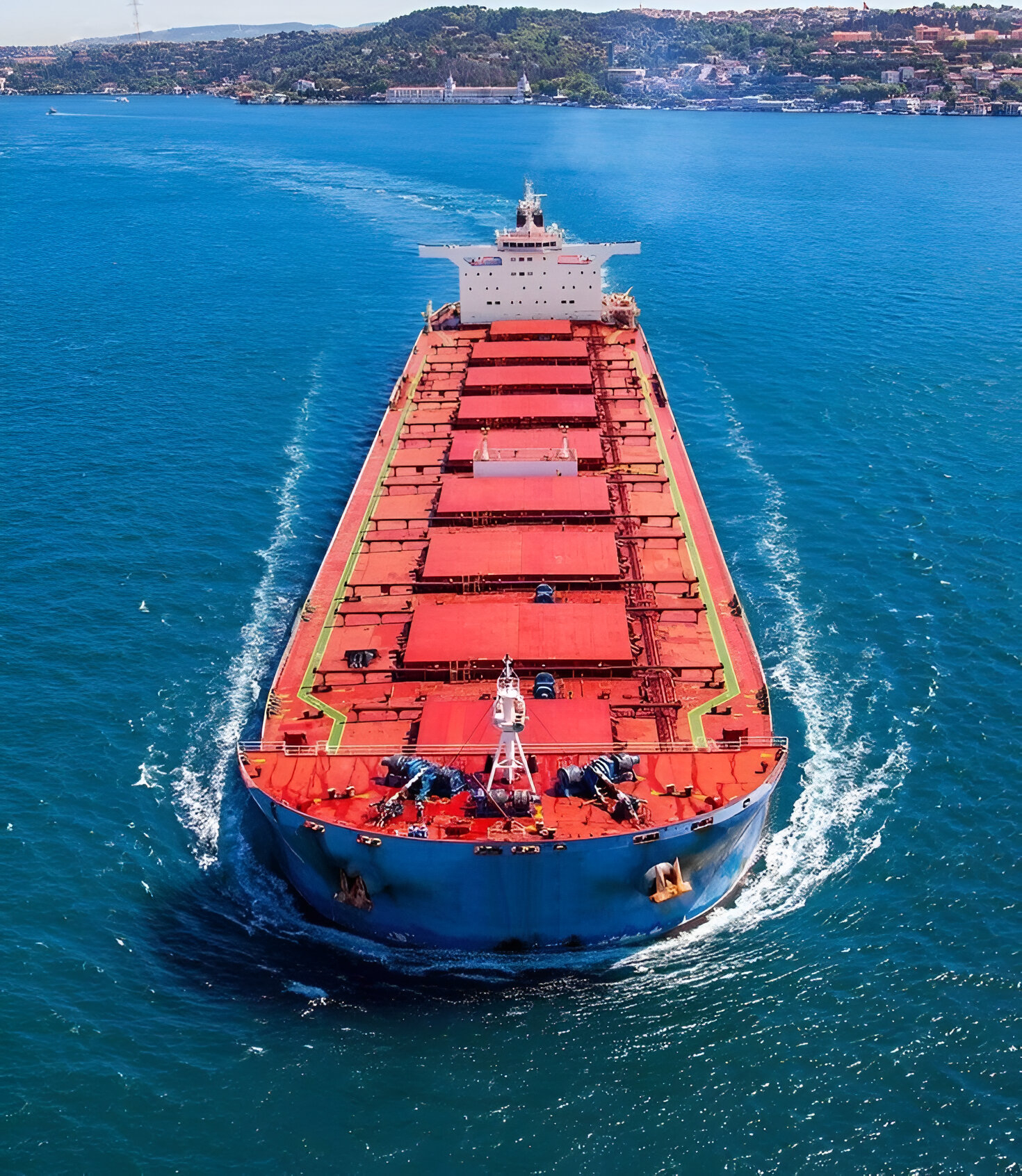 Bulk carrier at sea (left)